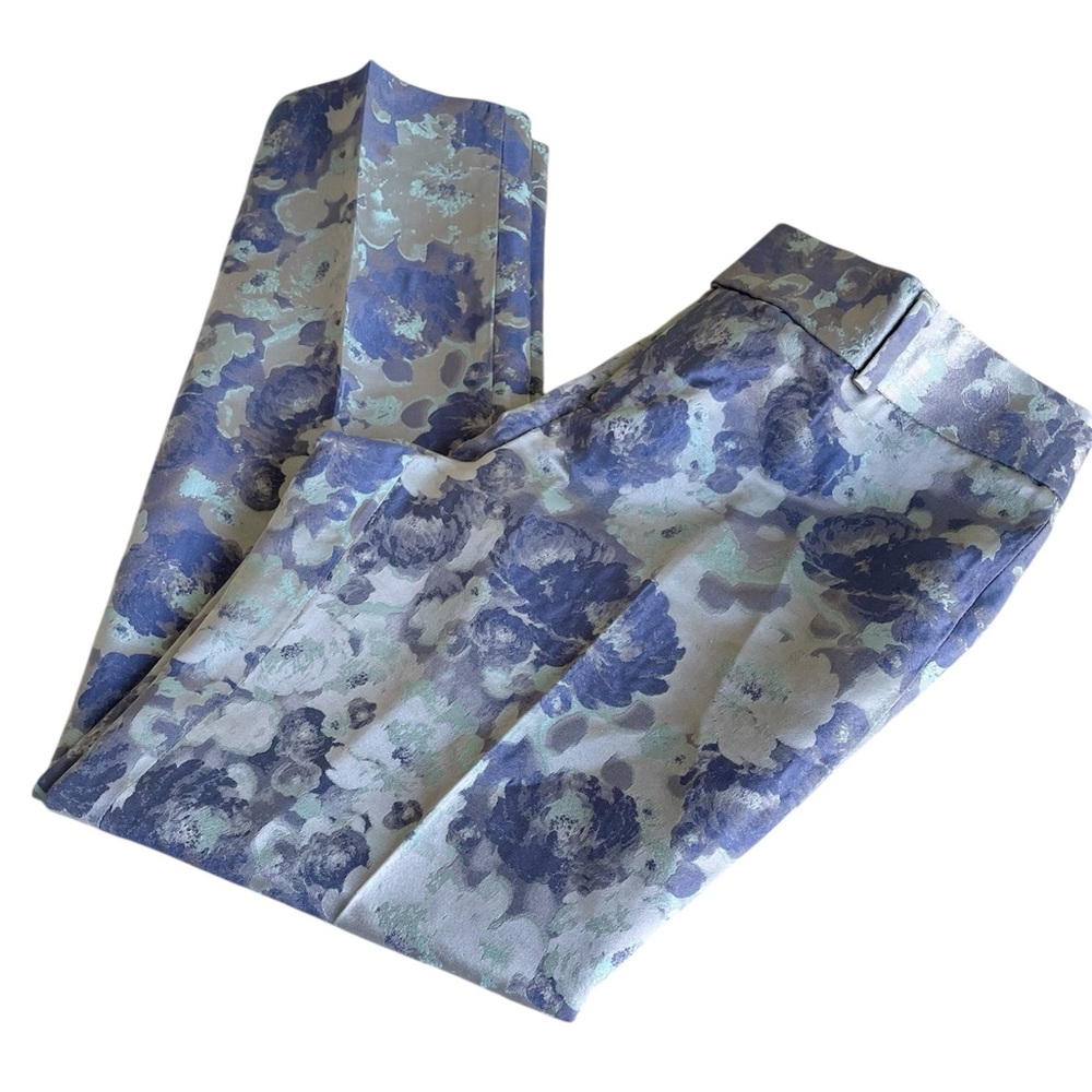Banana Republic Purple & Blue Floral Sheen Ankle Dress Pants Women’s 0 - Picture 4 of 12